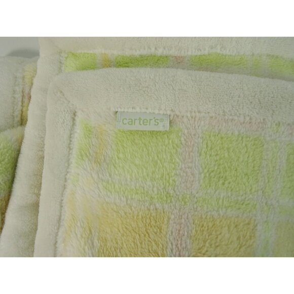 Carter's Plush Baby Blanket Pastel Colors Unisex Yellow Green Pink Blue 28x40 - Picture 2 of 7